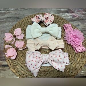 Floral and Bow Kids Headband Set